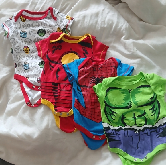 Marvel Other - 4pc  Bundle Marvel Superhero Onesies 0-3mos